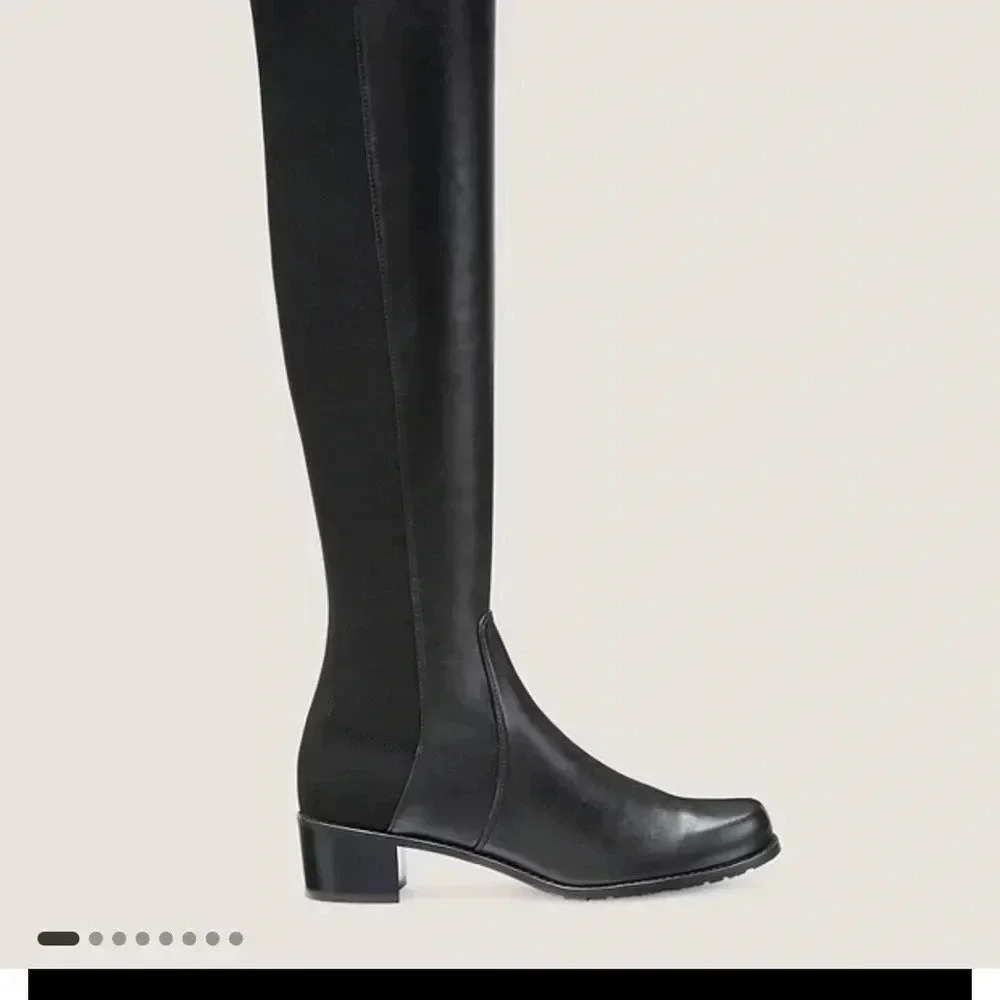 Stuart Weitzman Reserve Black Leather Over the Knee Boots Size - Picture 7 of 12